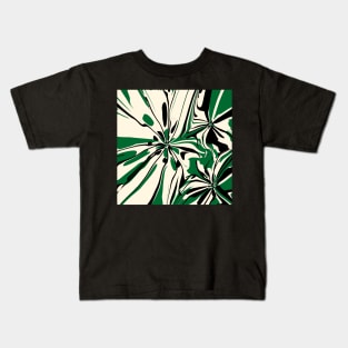 Fantasy Flowers in Green, Cream, and Black Kids T-Shirt